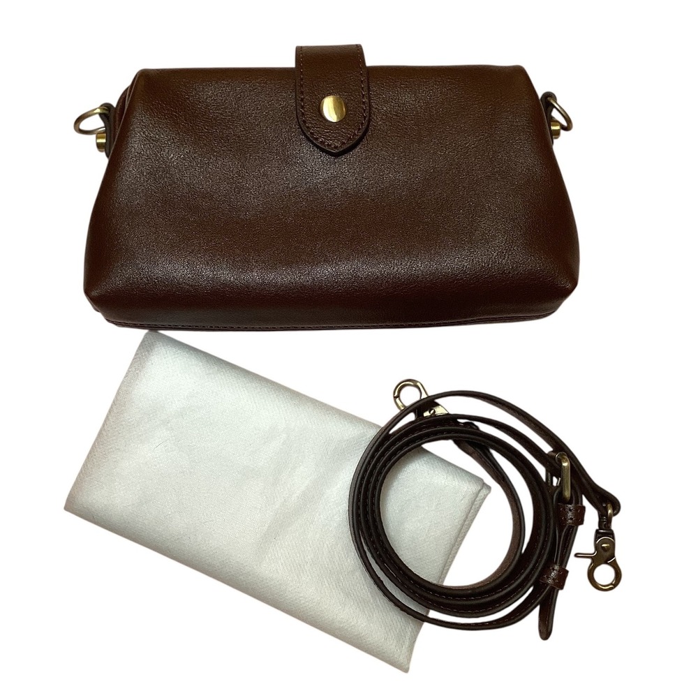 Unbranded Brown Leather Doctor Frame Crossbody Bag Adjustable Strap Clutch
